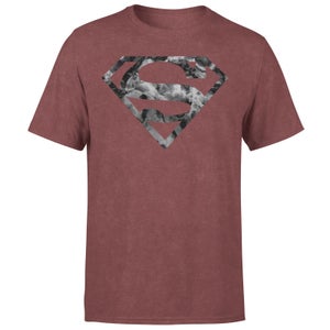Marble Superman Logo Men's T-Shirt - Burgundy Acid Wash