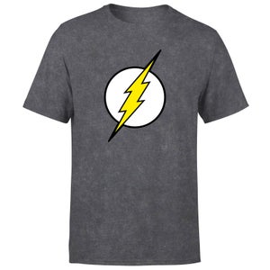 Justice League Flash Logo Men's T-Shirt - Black Acid Wash