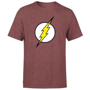 Justice League Flash Logo Men's T-Shirt - Burgundy Acid Wash