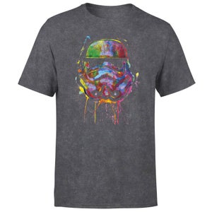 Star Wars Paint Splat Stormtrooper Men's T-Shirt - Black Acid Wash