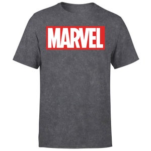 Marvel Logo Men's T-Shirt - Black Acid Wash