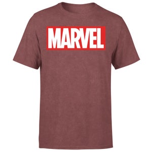 Marvel Logo Men's T-Shirt - Burgundy Acid Wash