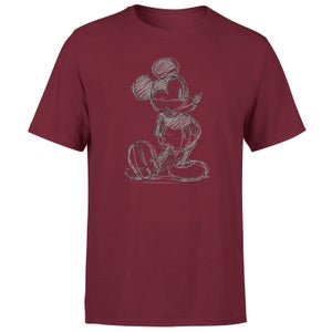Disney Mickey Mouse Sketch Men's T-Shirt - Burgundy
