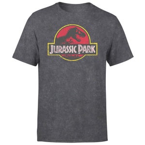 Jurassic Park Logo Vintage Men's T-Shirt - Black Acid Wash