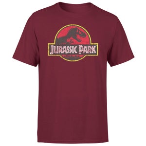 Jurassic Park Logo Vintage Men's T-Shirt - Burgundy