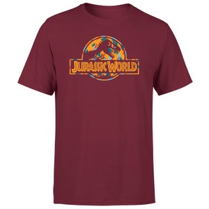 Jurassic Park Logo Tropical Men's T-Shirt - Burgundy