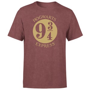 Harry Potter Platform Men's T-Shirt - Burgundy Acid Wash