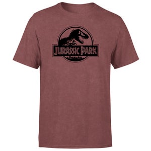 Jurassic Park Logo Men's T-Shirt - Burgundy Acid Wash