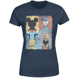 Disney Donald Duck Mickey Mouse Pluto Goofy Tiles Women's T-Shirt - Navy