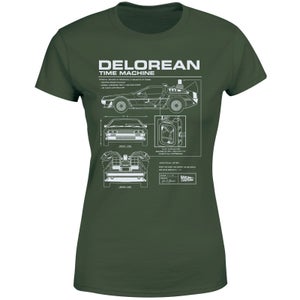 Back To The Future Delorian Schematic Women's T-Shirt - Green