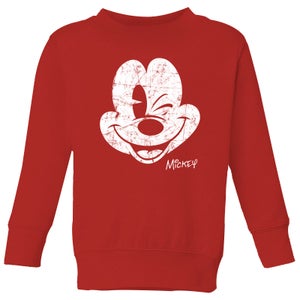 Disney Mickey Mouse Worn Face Kids' Sweatshirt - Red