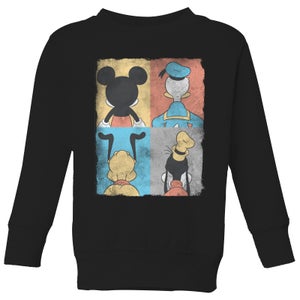 Disney Donald Duck Mickey Mouse Pluto Goofy Tiles Kids' Sweatshirt - Black