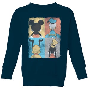 Disney Donald Duck Mickey Mouse Pluto Goofy Tiles Kids' Sweatshirt - Navy