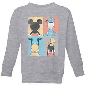 Disney Donald Duck Mickey Mouse Pluto Goofy Tiles Kids' Sweatshirt - Grey