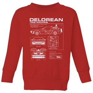 Back To The Future Delorean Schematic Kids' Sweatshirt - Red