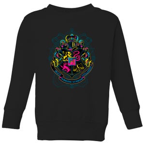 Harry Potter Hogwarts Neon Crest Kids' Sweatshirt - Black