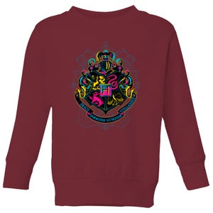 Harry Potter Hogwarts Neon Crest Kids' Sweatshirt - Burgundy