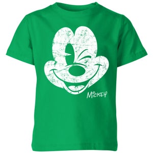 Disney Mickey Mouse Worn Face Kids' T-Shirt - Green
