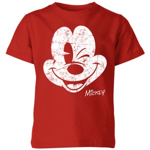 Camiseta Worn Face de Mickey Mouse Disney para niños - Rojo