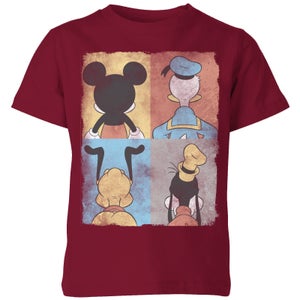 Disney Donald Duck Mickey Mouse Pluto Goofy Tiles Kids' T-Shirt - Burgundy