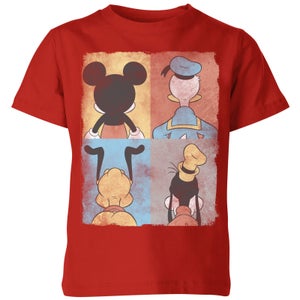 Disney Donald Duck Mickey Mouse Pluto Goofy Tiles Kids' T-Shirt - Red