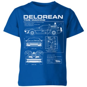 Back To The Future Delorean Schematic Kids' T-Shirt - Blue
