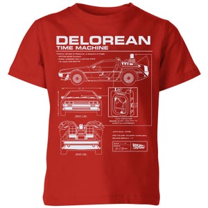 Back To The Future Delorean Schematic Kids' T-Shirt - Red