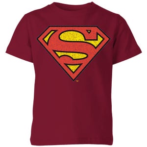 Official Superman Crackle Logo Kids' T-Shirt - Burgundy