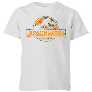 Jurassic Park Logo Tropical Kids' T-Shirt - Grey