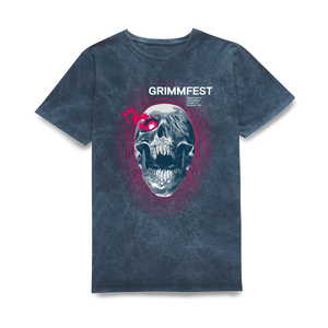 Grimmfest 2022 Skull Unisex T-Shirt - Navy Acid Wash