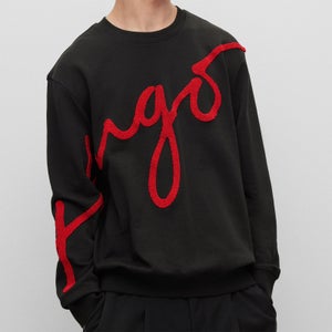 HUGO Diraffe Logo-Flocked Cotton-Jersey Sweatshirt