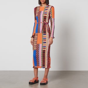 Never Fully Dressed Azora Printed Plissé Midi Dress