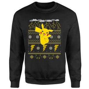 Jersey navideño de Pikachu de Pokemon - Negro