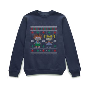 Rugrats Chuckie And Angelica - Merry Christmas Christmas Jumper - Navy