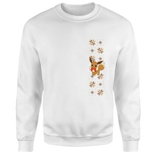 Pokemon Eve Bow Tie Christmas Jumper - White