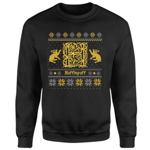 Harry Potter Hufflepuff Christmas Christmas Jumper - Black