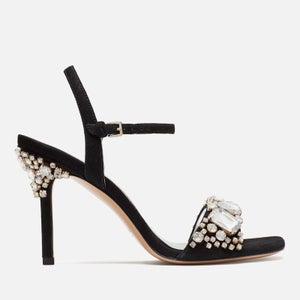 Kate Spade New York Women's Treasure Suede Barely There Heeled Sandals - Black/Clear Crystal