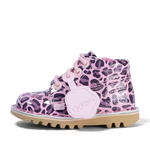 Junior Girls Kick Hi Leopard Patent Leather Brown