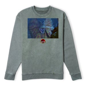 Jurassic Park Dilophosaurus Sweatshirt - Khaki Acid Wash