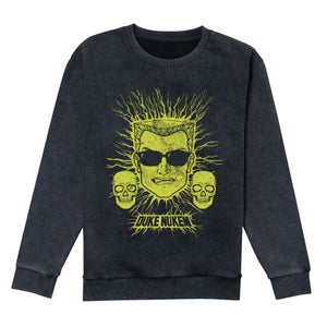 Duke Nukem Lightning Horror Sweatshirt - Black Acid Wash
