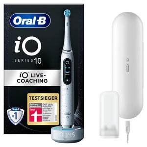 Oral-B iO Series 10 Elektrische Zahnbürste, Lade-Reiseetui, Stardust White