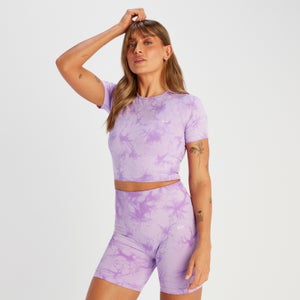 MP Shape Seamless Short Sleeve Crop T-Shirt til kvinder – Purple Tie Dye