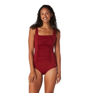 Adjustable Solid Shirred One Piece