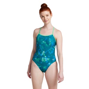 Speedo Women's Dripping in Gold Solid Splice Flipback One Piece Swimsuit at