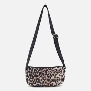 Ganni Women's Quilted Recycled Tech Small Baguette Bag - Leopard