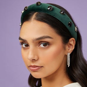 Sister Jane Women's Bouquet Velvet Headband - Green