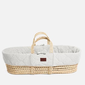 The Little Green Sheep Natural Quilted Moses Basket, Mattress + Rocking Stand - Dove Rice