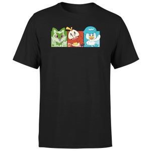 Pokemon 1st Starters Panels Unisex T-Shirt - Noir