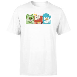 Pokemon 1st Starters Panels Unisex T-Shirt - Blanc