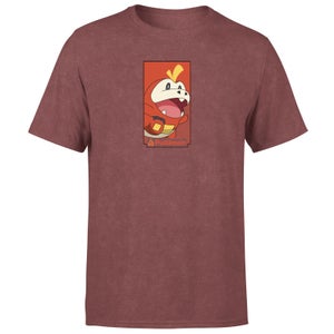 Camiseta unisex Pokémon Fuecoco - Lavado ácido burdeos